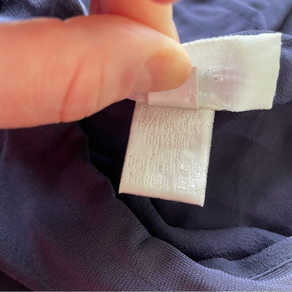 Doo.Ri Blue Viscose Blend Intricate Puff Sleeve Boat Neck Blouse EUC Size 6 - Picture 7 of 8